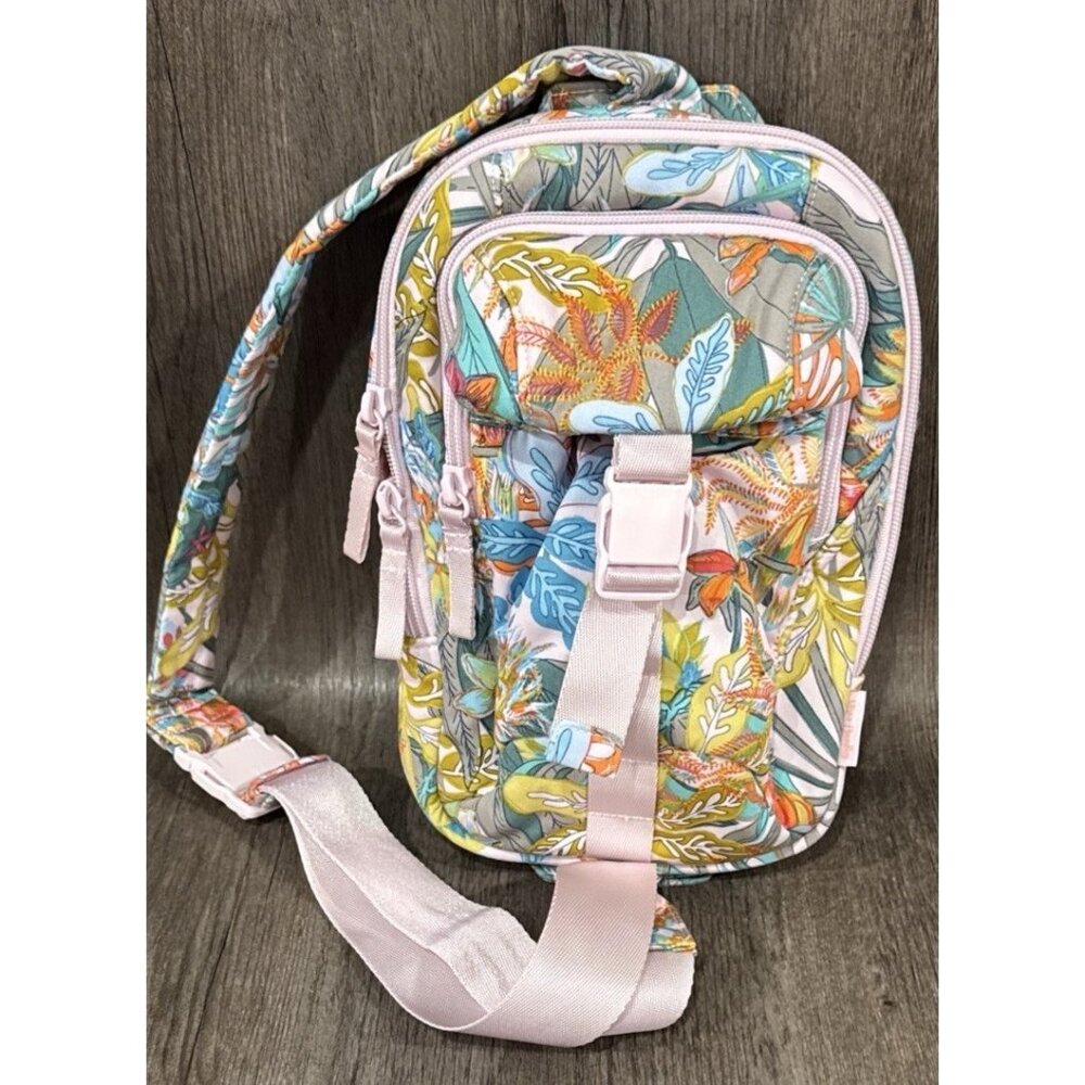 Vera Bradley Women's Cotton Utility Sling Backpack Rain Forest Canopy